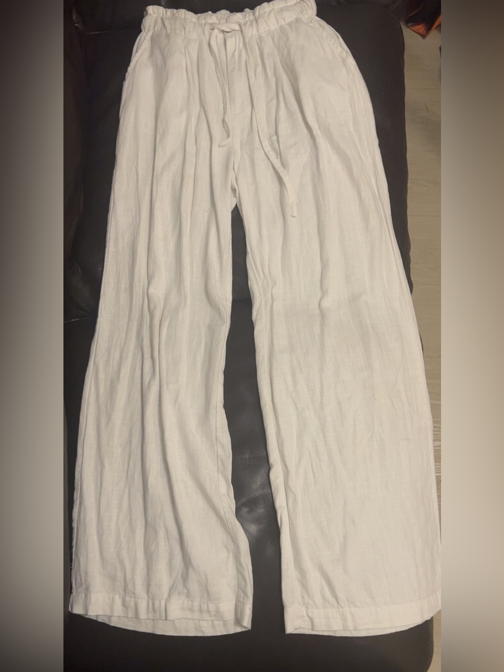 Linen blend white pants